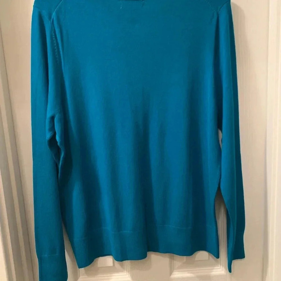 Charter Club button down cardigan long slve  crewneck turquoise in color Size Xl - Picture 5 of 6